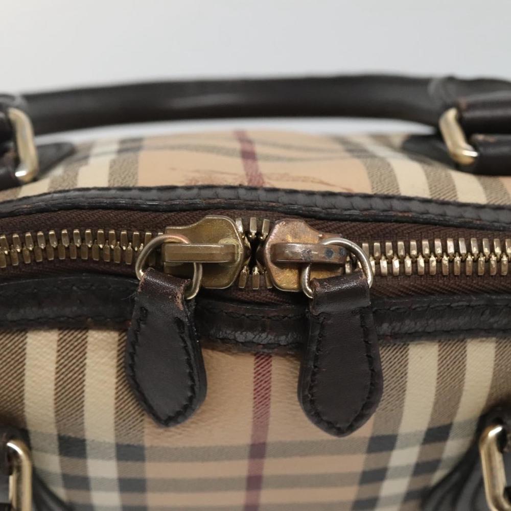 BURBERRY Nova Check Hand Bag PVC Beige Gold Auth 124791 - Picture 10 of 16